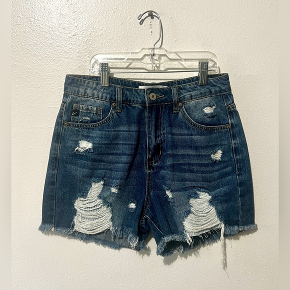 KanCan Distressed High Waist Denim Shorts - Small (28") - Picture 6 of 11